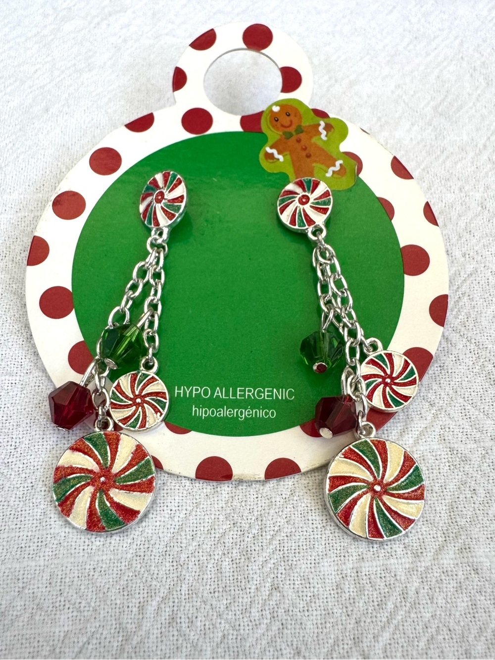 NWT Holiday Themed Silver-Tone Dangle Earrings.